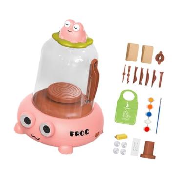 Imagem de Colaxi Torno de cerâmica elétrico infantil, brinquedo educativo criativo com ferramentas de escultura, material artístico, máquina de cerâmica para crianças, Rosa