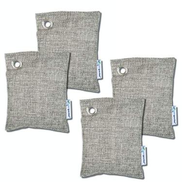 Imagem de Guardian Technologies CB1004PK Sacos purificadores de ar de carvão de bambu Pure Guardian, ecológicos, absorvem odores naturalmente, excesso de umidade e poluentes, pacote com 4 – 100 g cada, cinza
