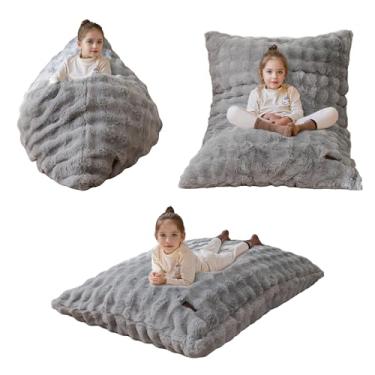 Imagem de MAXYOYO Cama infantil 3 em 1 para cadeira, sofá infantil para jogos, leitura, pufe conversível com capa lavável na máquina para sala de estar, quarto, cinza