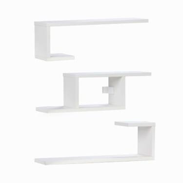Imagem de Kit 3 Prateleias Personalizadas Designe Moderno Suporte Invisivel Para Decoracoes MDF MARITIMO Resistente a Umidade Perfeita Para Todos Ambientes (BRANCO)
