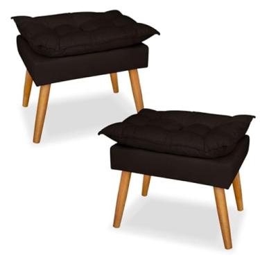 Imagem de Kit 2 Puff Decorativo Opala Bege – Puff Apoio para Pés Estofado Moderno para Sala, Quarto e Amamentação(marrom)
