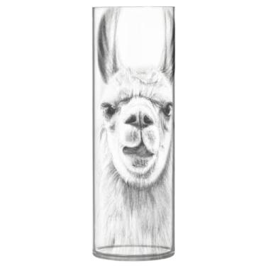 Imagem de JUZIHAI Vaso de lhama com aparência irritada para flores 9,9 cm x 30 cm Cilindro de plástico moderno vaso de flores para centro de mesa de casamento decoração de casa