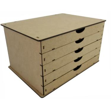 Imagem de Gaveteiro Organizador Multiuso 5 Gavetas Mdf Cru| Organizador Versátil para Roupas, Maquiagem, Documentos e Mais