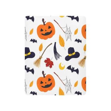 Imagem de JUZIHAI Lençol de berço de Halloween para meninos e meninas, lanternas esculpidas de Halloween, macio, elástico, respirável, capa de colchão para berço padrão e cama infantil, 99 x 68 cm