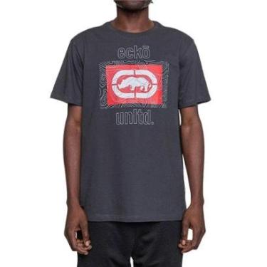 Imagem de Camiseta Ecko Casual Grafite Escuro Logo Vermelha Malha Algodão-Masculino