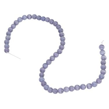 Imagem de ZJchao Contas Espaçadoras de Pedra Natural, Contas de Joias Diy Polidas Suaves para Fazer Pulseira de Colar, Com de Pedra de 8mm para Presentes Artesanais (violeta claro)