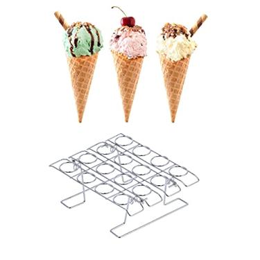 Imagem de GOTOTOP Suporte de Prateleira Dobrável para Cozimento de Cone de Sorvete Com 16 Furos, Loja Segura para Máquina de Lavar Louça de Aço Inoxidável SUS304 de Qualidade Alimentar Com Grande