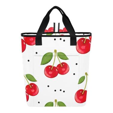 Imagem de Joitme Cooler Bags Red Cherries White Backpack Cooler 36 latas sacola de compras para mantimentos