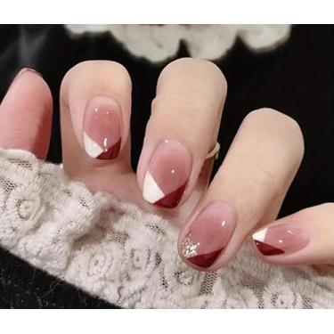 Imagem de Unhas quadradas de pressão em gel macio, curto, 12 tamanhos – 24 kit de manicure falso, reutilizável e fofo, triângulo francês