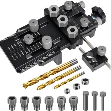 Imagem de FTVOGUE Kit de Gabarito de Cavilha 1/4 3/8 1/2 Polegada Gabarito de Cavilha Ajustável Com Braçadeira de Parada Rápida para Perfuração de Furo Reto Guia de Marcenaria para Móveis de