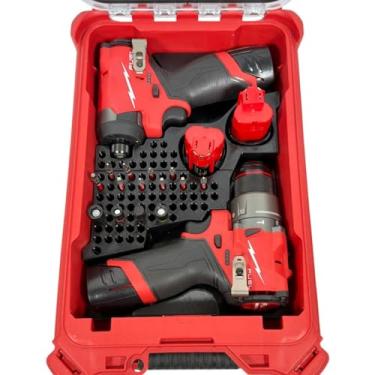 Imagem de Furadeira de combustível M12 (3404-20) e 1/10.2 cm Impact (3453-20) Forro organizador de inserção para Milwaukee Packout Compact Case 48-22-8435. Furadeira, impacto, bateria M12 e organizador de