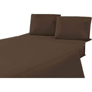 Imagem de Jogo De Lençol Para Cama King E Super King 4 Peças Marrom