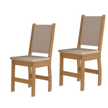 Imagem de Kit De 2 Cadeiras Clara Com Tecido Em Material Sintetico Freijo savana