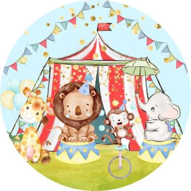 Imagem de Painel de Lona Redondo Animais do Circo Tenda Vermelha - Fabrika De Fe