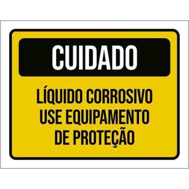 Imagem de Kit 10 Placa Acm Líquido Corrosivo Equipamento Proteção18X23 - Sinaliz