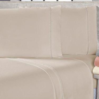 Imagem de Jogo de Cama Lençol Casal 3 Peças 100% Algodão Percal 200 Fios - gaby 