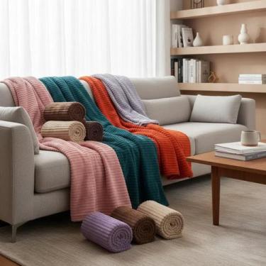 Imagem de Manta Casal Canelada Dupla Face Antialérgico Macia Premium 9 Cores 100