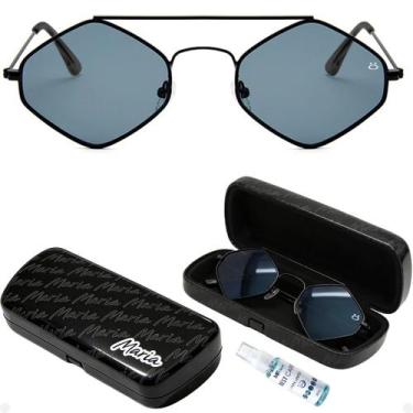 Imagem de oculos sol feminino losango proteção marrom uv metal + case hype moda 
