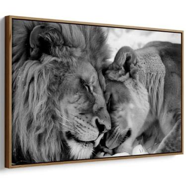 Imagem de Quadro Leão e Leoa Preto e Branco - Mioquadros, 120x80 cm, Tabaco