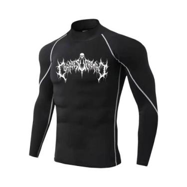 Imagem de Camisa De Compressão Masculina Y2K Com Gola Alta Para Fitness, Secagem