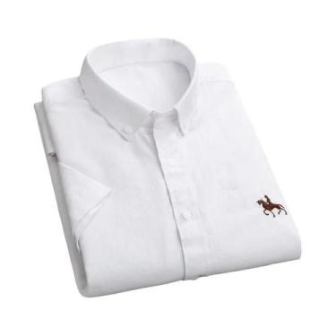 Imagem de Camisa Social Masculina De Manga Curta Em Oxford 100% Algodão Com Bols