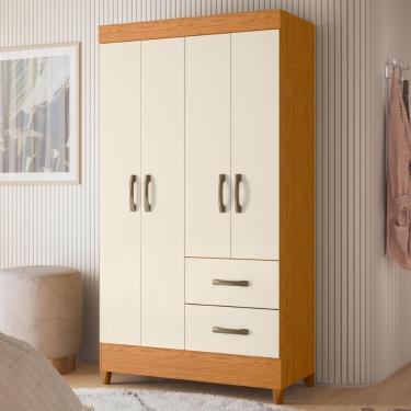 Imagem de Guarda Roupa Casal Cancun 4 Portas 2 Gavetas MDP Cinamomo Off White Casa H
