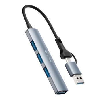 Imagem de HUB C3Tech USB-C/A 3.0, para 1x USB 3.0, 3x USB 2.0, Prata - HU-C500GY