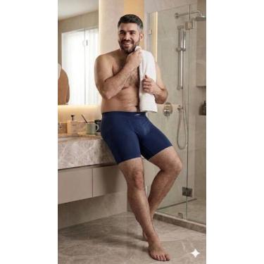 Imagem de Cueca Boxer Alongada Plus Size Poliamida Zee Rucci 48 ao 60, Marinho, 