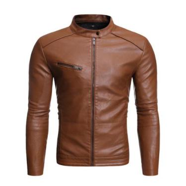 Imagem de Jaqueta Couro Masculino Resistente - WEBMS, Marrom, Claro, G