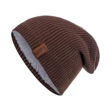 Imagem de Gorro De Inverno Unissex Com Forro De Pelúcia, Tricotado, Quente, Boné