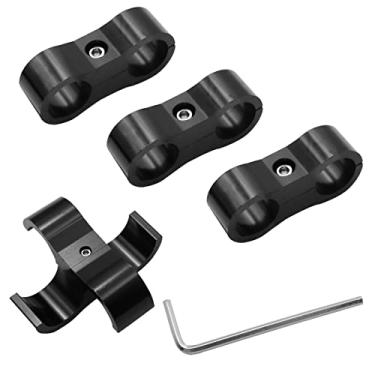 Imagem de Tnisesm 4 peças de braçadeira separadora 8AN, braçadeiras de montagem de linha de combustível, adaptador de montagem de mangueira de alumínio com chave Allen adequado para linha de freio de óleo, tubo de água e linha de gás AN8-BK