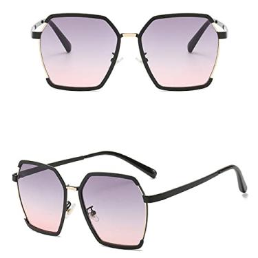 Imagem de Óculos de sol de armação grande polígono de duas cores, moda feminina, óculos de sol anti-ultravioleta, sombra, óculos de sol de tiro de rua, 4, branco