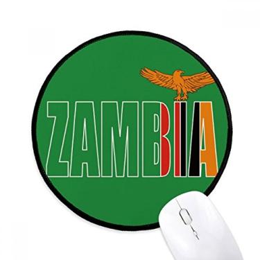 Imagem de DIYthinker Mouse pad com nome da bandeira do país da Zâmbia para mesa de escritório tapete redondo para computador