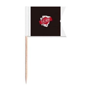 Imagem de False Deception Bandeiras de palito de dente com informações falsas, marcação de rotulagem para bolo de festa, comida, placa de queijo