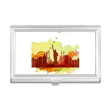 Imagem de USA America New York City Liberty Porta-cartão de visita em aquarela carteira de bolso
