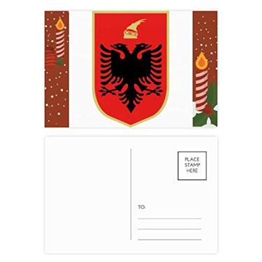 Imagem de Vela de Natal com emblema nacional Albania Tirana, cartão postal de agradecimento, 20 peças