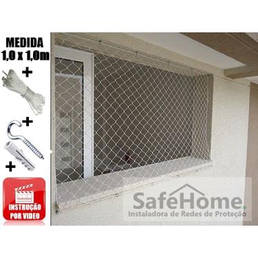 Imagem de Kit Completo de Rede/Tela de Proteção 1,00 x 1,00m para Janelas (PET's, Gatos, Animais de estimação) O Kit mais completo do mercado. (1,00 x 1,00, Branco)
