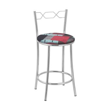 Imagem de Kit 2 Banquetas Cromadas BC51C de Metal e Assento Espuma D15 Treparoni - Preto com Cinza