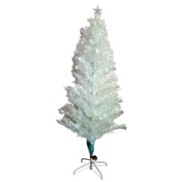 Imagem de Árvore De Natal Branca 150cm Fibra Óptica 160 Leds Azuis Bivolt Saldão