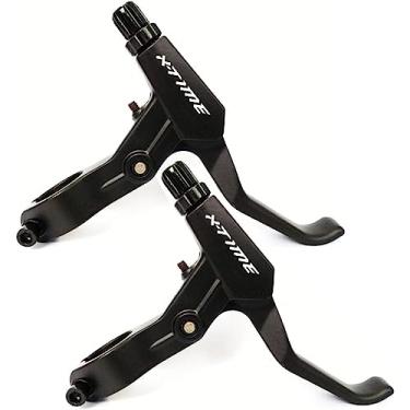 Imagem de Par de Manetes TSW X-Time 2 Dedos Preto Aluminio Maçaneta MTB V-Brake Freio Disco Mecanico