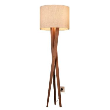 Imagem de Luminária de chão moderna tripé com cupula redonda cor palha