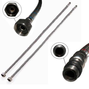 Imagem de Engate Rabicho Monocomando Par Mangueira Flexivel Misturador Agua Torneira Pia Cuba Balcao Quente Fria