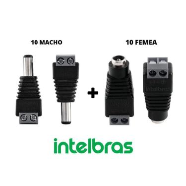 Imagem de Kit Conector Intelbras Plug P4 10 Macho 10 Fêmea Para Cftv