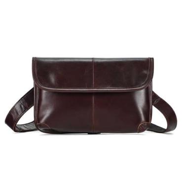 Imagem de Bolsa Masculina em Couro Genuíno Bolsa Transversal Bolsa de Ombro Bolsa Mensageiro Carteira Bolsa e Bolsas com Alça Ajustável (B)
