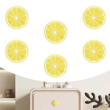 Imagem de CcHhyyt 6 pçs/conjunto de puxadores de borracha macia em forma de desenho animado puxadores de forma redonda para puxadores de gaveta para armários caixa organizadora estante (D, amarelo)