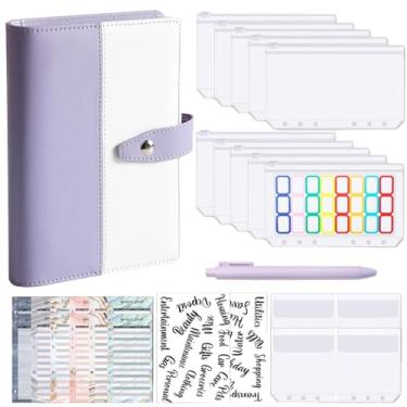 Imagem de Joucien A6 Clipe de folha solta Macaron Notebook couro PU folhas soltas Ledger-Vertical Assembly - Conjunto roxo