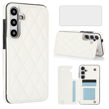 Imagem de Asuwish Capa de telefone para Samsung Galaxy S24 Plus S24+ 5G capa carteira com protetor de tela de vidro temperado e suporte de cartão RFID de couro acessórios para celular S24plus 24S + S 24 24+