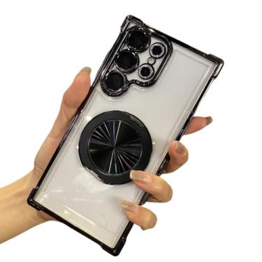 Imagem de Para Samsung S23 S24 S22 Ultra 360 Girar caixa de suporte de metal para Galaxy S24 Plus A53 A54 A55 A15 A25 Capa transparente, preta, para Samsung Note 20 Ultra