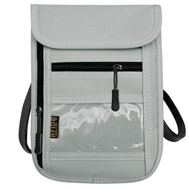 Imagem de Carteira de pescoço de viagem com bloqueio de RFID e porta-passaporte, bolsa de pescoço de viagem para passaporte para mulheres e homens, Cinza, Minimalista