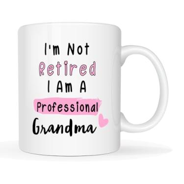 Imagem de MAUAG Caneca Dia das Mães Grande Avó de Grandchild Granddaughter Grandson, I'm Not Retired I am a Professional Grandma Xícara de café para avó 325 ml